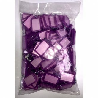 100x Schlüsselschilder lila zum beschriften, Kofferanhänger