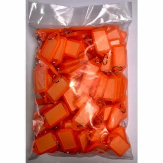 100x Schlüsselschilder orange zum beschriften, Kofferanhänger
